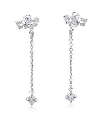 Charming CZ Stone With Chain Drop Earring Stud STS-5550